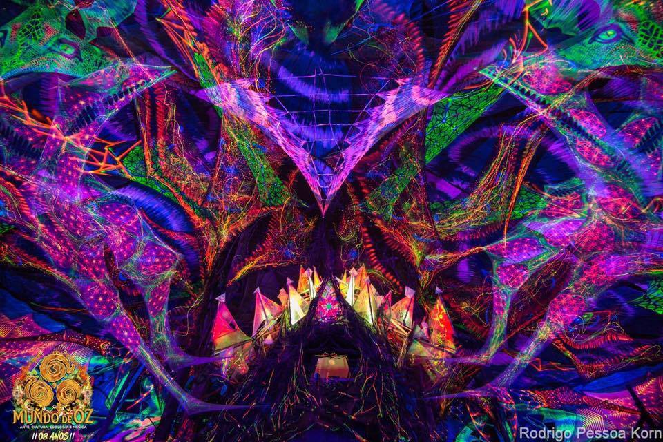 ><strong>Mundo de Oz</strong> 2017 | Eucalipto e lycra | Pintura: Rodrigo Miranda |Foto: Rodrigo Pessoa Korn </p><p style=